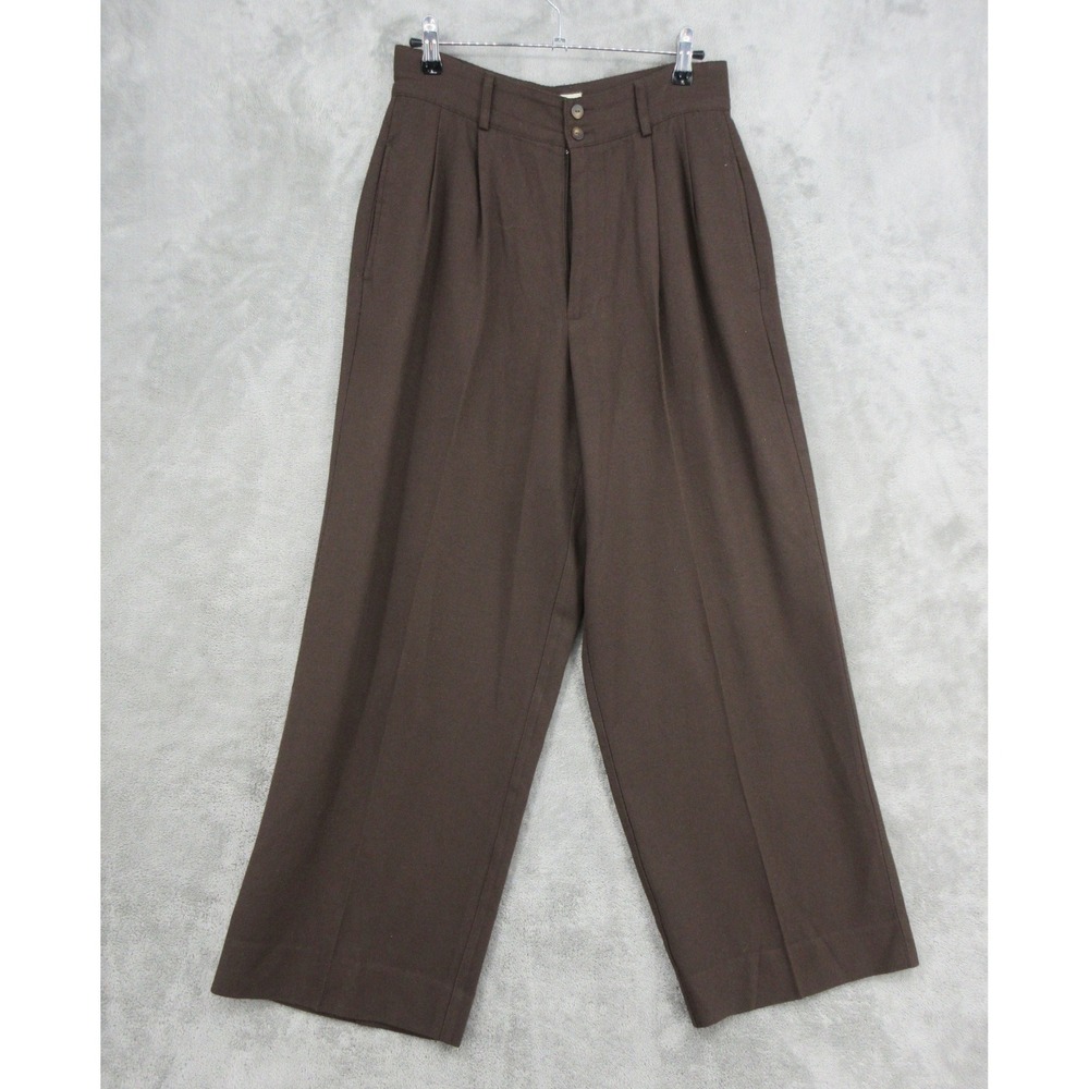 Vintage Gap Pants Womens Size 10 Brown Pleated High Waist Wool Blend Wide Leg